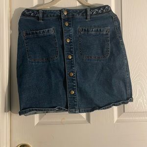 button up jean skirt built in braided belt size small